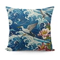 thumbnail image 1 of SHANXI  Throw Pillow Covers Japan Crane Bird Blue Sea Wave Flowers Design Square Pillowcase for Home Decor Sofa Car Bedroom Pillow case  24x24in, 1 of 5
