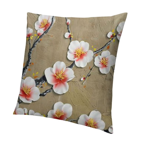 SHANXI Throw Pillow Covers Plum Blossom Flower Bird Print Cushion Cover Soft Pillow Cases for Home Sofa Bed Chair Car Office Decorative 20x20in