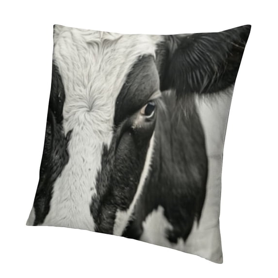 SHANXI Throw Pillow Covers Real Black and White Cow Skin Fur Animal Nature Hair Decoration Decorative Fashion for Couch Living Room 24x24in