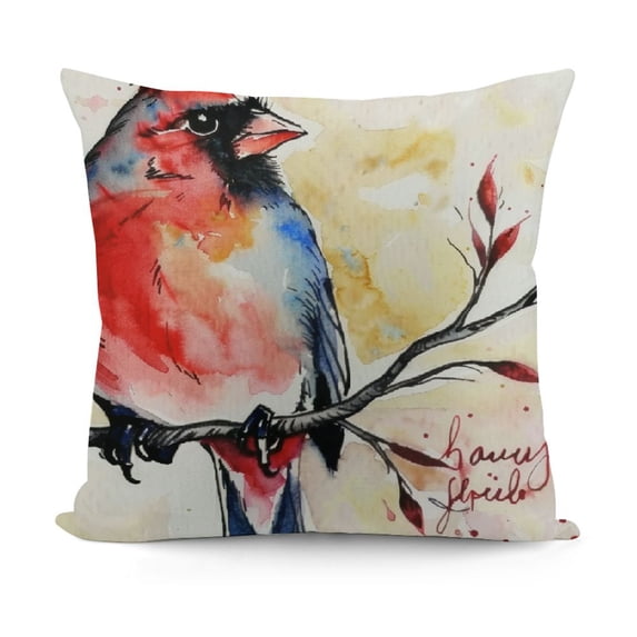SHANXI Throw Pillow Covers Red Bird Cardinal I Am Always with You Inspirational Quotes Cushion Case Watercolor Branch Cute Animal Square Pillowcase 22x22in