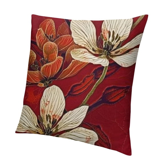 SHANXI Throw Pillow Covers Retro Style Garden Flowers Vintage Print Cushion Cover Soft Pillow Cases for Home Sofa Bed Chair Car Office Decorative 22x22in