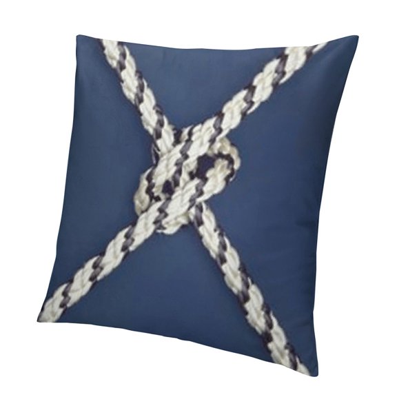 SHANXI Throw Pillow Covers Rope Navy with White Fishing Net Sea Knot Geometric Border for Living Room Bedroom Sofa 22x22in