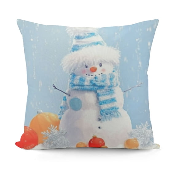 SHANXI Throw Pillow Covers Snowy Day Square Pillow Cases for Decorative Cushion Bed Couch Sofa Blue White 18x18in