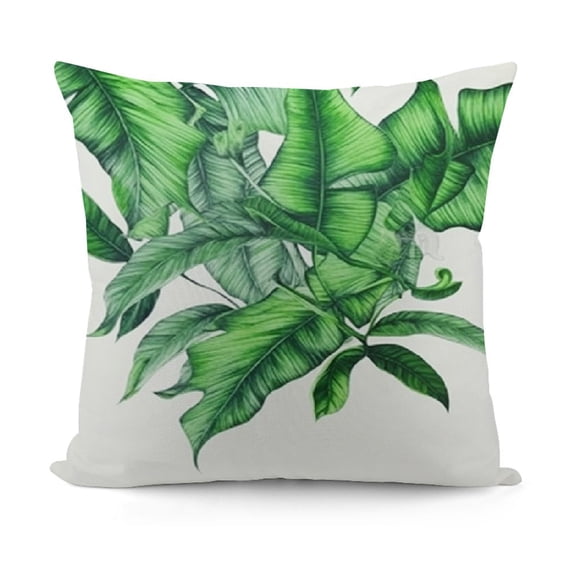 SHANXI Throw Pillow Covers Tropical Leaf Green Botanical Pattern Print Cushion Cover Soft Pillow Cases for Home Sofa Bed Chair Car Office Decorative 12x12in