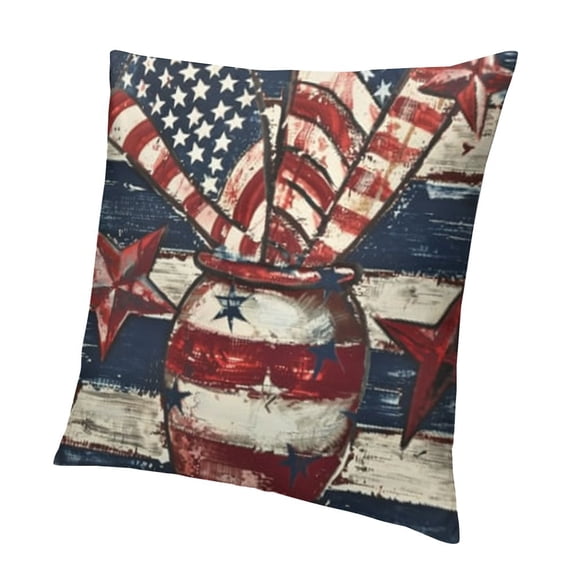 SHANXI Throw Pillow Covers, USA Flag Vases Decorations for Sofa Couch 12x12in