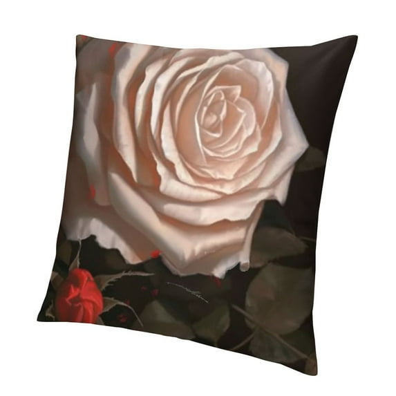 SHANXI Throw Pillow Covers White Flower Dark Oil Floral work 12x12in