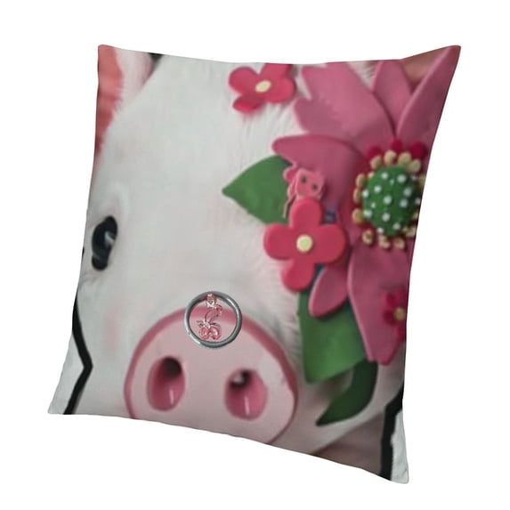 SHANXI Throw Pillow Covers Wing Pink Cartoon Animal Art Bow Cute Day Farm Flower Happy for Living Room Bedroom Sofa 12x12in