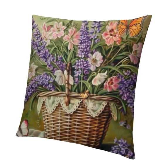 SHANXI Throw Pillow Covers Wooden Farmhouse Rustic Cottage Purple Brown Beige Velvet Comfortable Decorative 24x24in