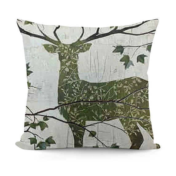 SHANXI Throw Pillow Cushion Cover, Leave Greenery Garden Celebration, Decorative Square Accent Pillow Case, Green Brown White 22x22in