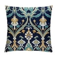 thumbnail image 1 of SHANXI Throw Pillow Cushion Cover, Petals Mosaic Design, Decorative Square Accent Pillow Case, Mustard Blue 24x24in, 1 of 5