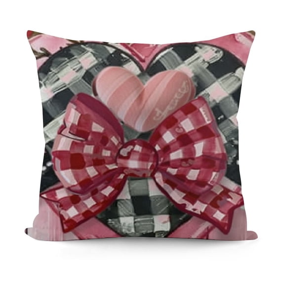 SHANXI Valentines Day Car Hearts Bow Decor Holiday Farmhouse Pillow Case Gifts Decoration for Home Sofa Couch 20x20in
