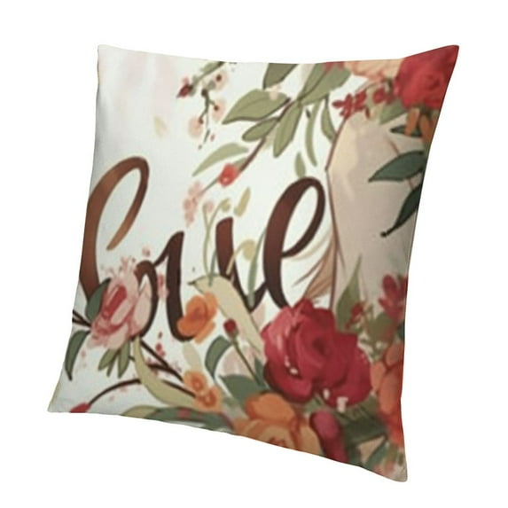 SHANXI  Valentines Day Pillow Cover Red Heart Rose Floral Love Decor Holiday Farmhouse Pillow Case Gifts Decoration for Home Sofa Couch 12x12in