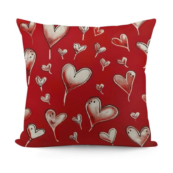 SHANXI Valentines Day ,Watercolor Hearts Decorations Holiday Farmhouse Decorative Pillow Case Decor for Sofa Couch White