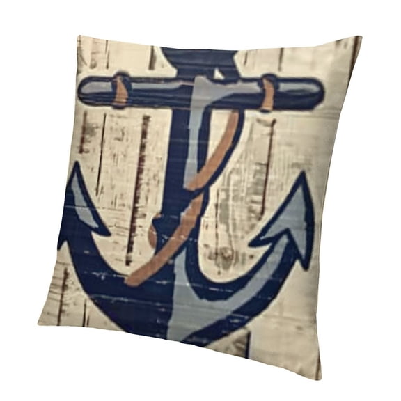 SHANXI Vintage Sea Pillow Covers Wood Grain Anchor Compass with Quotes Ocean Theme Cushion Cover Nautical & Coastal Beach Lake House Gifts Decorations Pillowcases 20x20in