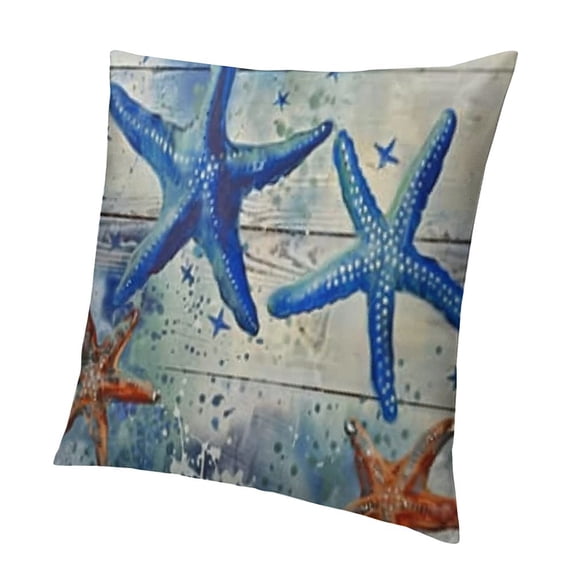 SHANXI Vintage Sea Pillow Covers Wood Grain Starfish Seahorse Hippocampus with Quotes Ocean Theme Cushion Cover Nautical & Coastal Beach Home Decorations Pillowcases 12x12in
