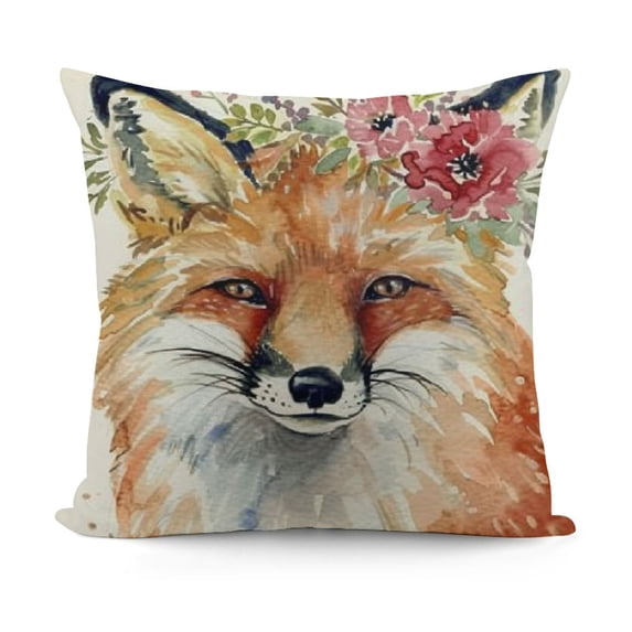 SHANXI Welcome Cute Fox Throw Pillow Cover ,Autumn Fox Halloween Buffalo Check Plaid Autumn Harvest Thanksgiving Holiday Decor for Home 22x22in