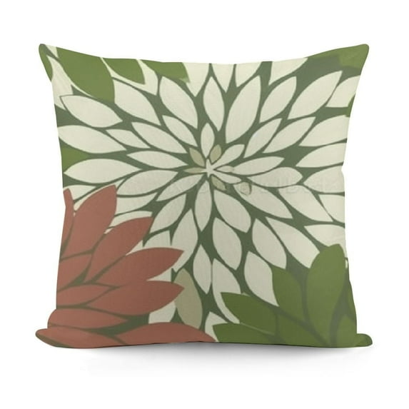 SHANXI White and Green Throw Pillow Covers for Outdoor Sofa and Patio Furniture Decor 24x24in
