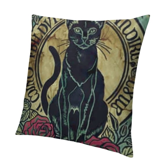 SHANXI Witch Zipper Throw Pillow Covers Cat Cute Flower Plant Vintage Tin Poster Funny Word Teal Yellow Velvet Ornaments Soft Couch Sofa Home Square 18x18in