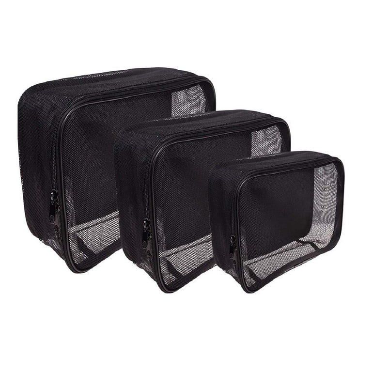 SHANY Assorted Size Cosmetics Travel Black Mesh Makeup Bag Organizer 3 Pieces