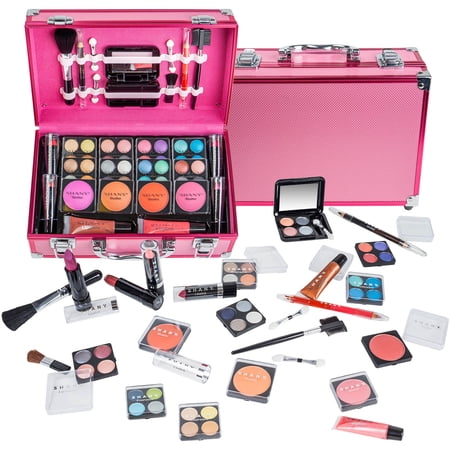 SHANY Carry All Make up Train Case with Pro Makeup Set , Beauty Brushes, Lipsticks, Eye Shadows, Blushes, Powders, and more - Reusable Cosmetics Storage Organizer - Premium Gift Packaging - Pink