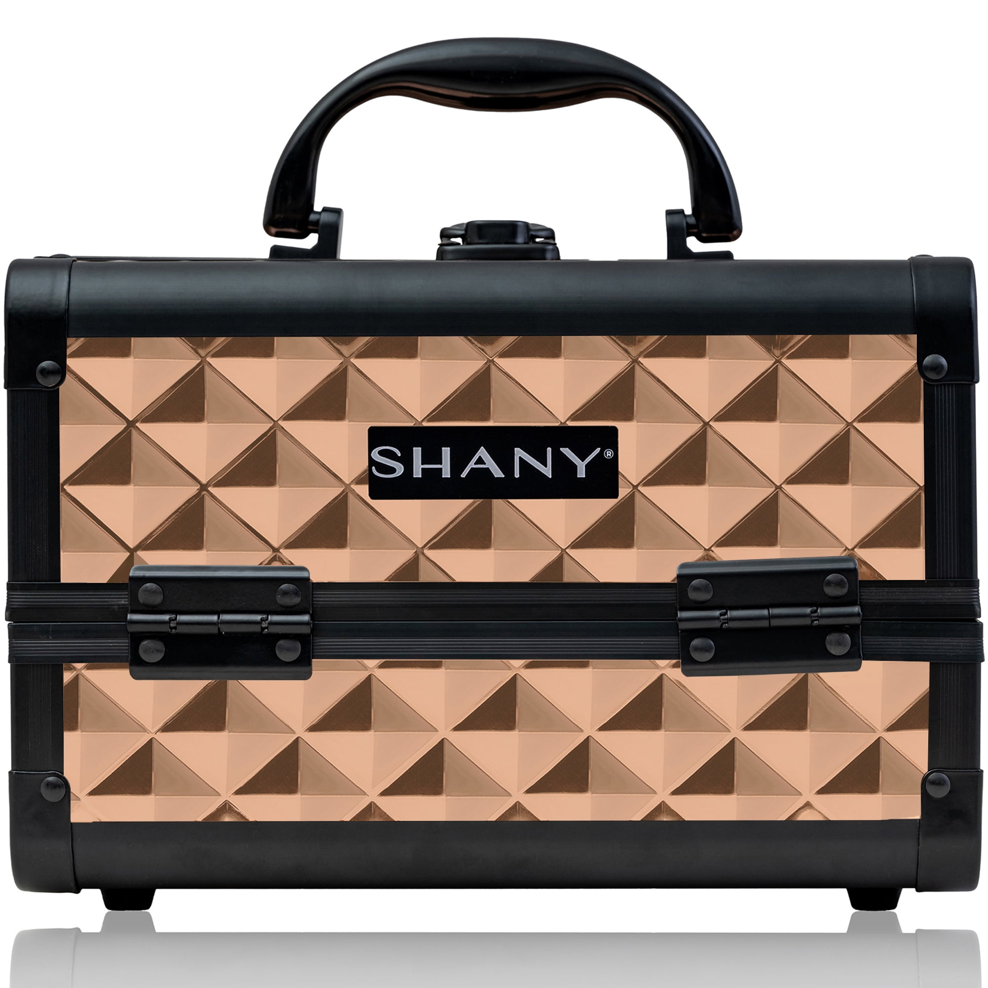 SHANY Chic Makeup Train Case Cosmetic Box Portable Makeup Case Cosmetics Beauty Organizer Jewelry storage with Locks , Multi trays Makeup Storage Box with Makeup Mirror - ROSA