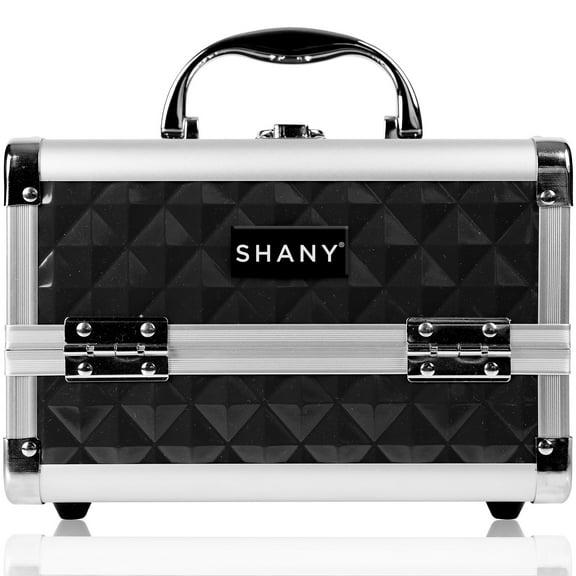 SHANY Chic Makeup Train Case Cosmetic Box Portable Makeup Case Cosmetics Beauty Organizer Jewelry storage with Locks , Multi trays Makeup Storage Box with Makeup Mirror - Black