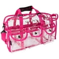 thumbnail image 1 of SHANY Clear PVC Makeup Bag - Large Professional Makeup Artist Rectangular Tote with Shoulder Strap and 5 External Pockets - PINK, 1 of 5