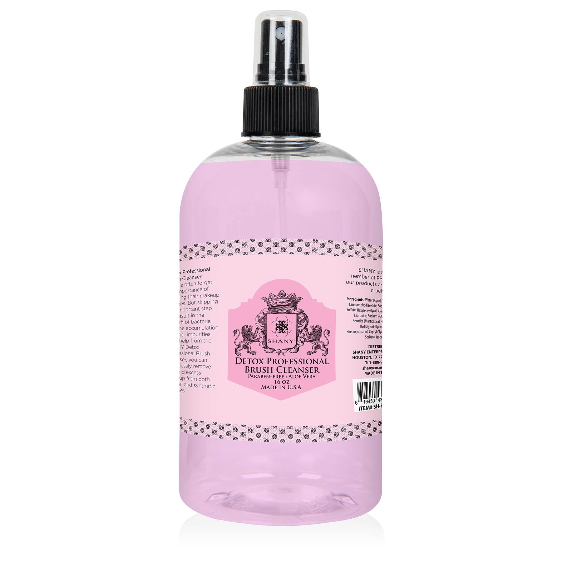 SHANY DETOX Professional Makeup Brush and Sponge Shampoo , Brush Cleanser, Removes dirt, Makeup from brushes and Sponges - Paraben Free, Vegan, Cruelty Free - Instant Dry - 16oz