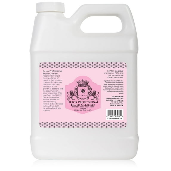 SHANY DETOX Professional Makeup Brush and Sponge Shampoo , Brush Cleanser, Removes dirt, Makeup from brushes and Sponges - Paraben Free, Vegan, Cruelty Free - Instant Dry - (32oz) 1 Liter