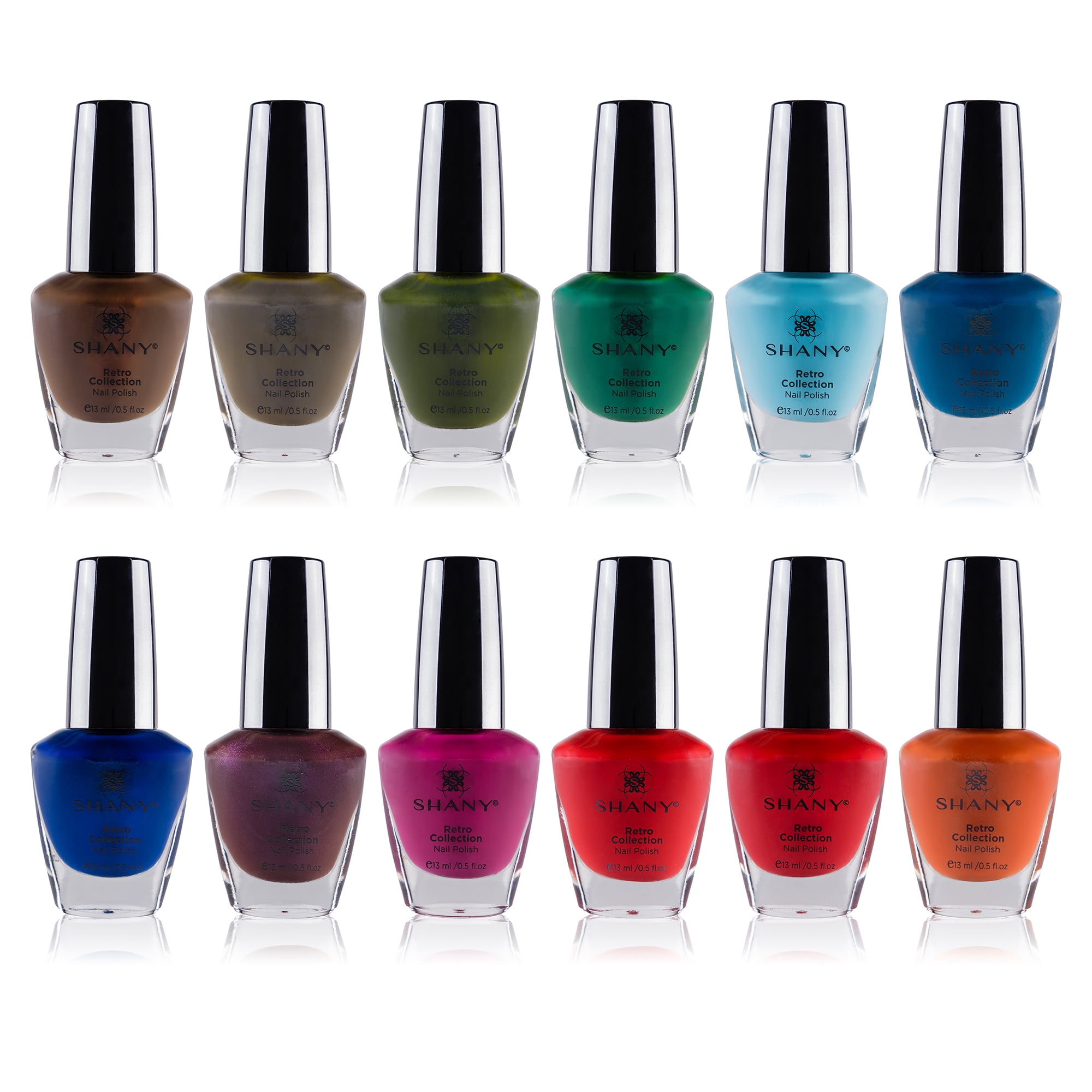 SHANY DIY Nail Polish Set - Quick Dry Nail Lacquer Kit, Vibrant & Colorful DIY Collection, Semi Glossy, Shimmery & Matte Finishes - Full Size - 12 Colors - Retro