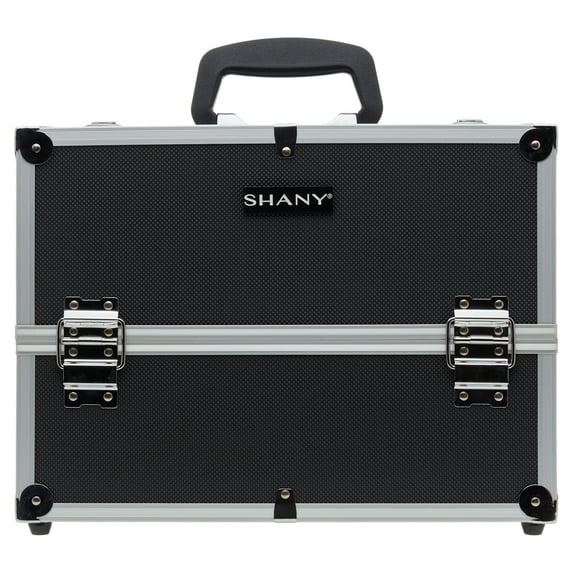 SHANY Essential Pro Makeup Train Case with Shoulder Strap and Locks - Jet black