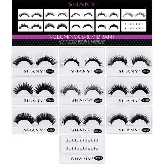 SHANY Eyelash extend - set of 10 assorted reusable eyelashes - Thick and Dramatic