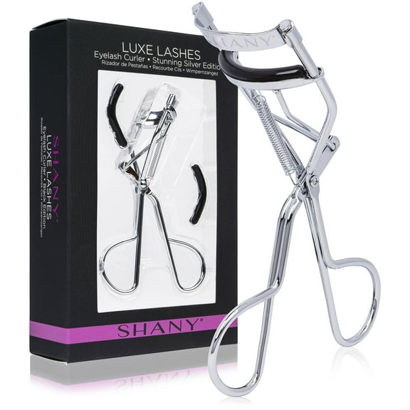 SHANY Luxe Lashes Eyelash Curler - Professional Makeup Tool With Two Silicone Replacement Pads, Gentle Curl, Crease-Free, No Pinching Or Pulling, Lightweight Design For Easy Travel - SILVER