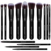 SHANY Makeup Brushes - Black Bombshell - 14-Piece Brush Set â Foundation Powder Concealers Eye Shadows Makeup brushes - Complete Kabuki Makeup Brush Set in Black  - 14 PCS