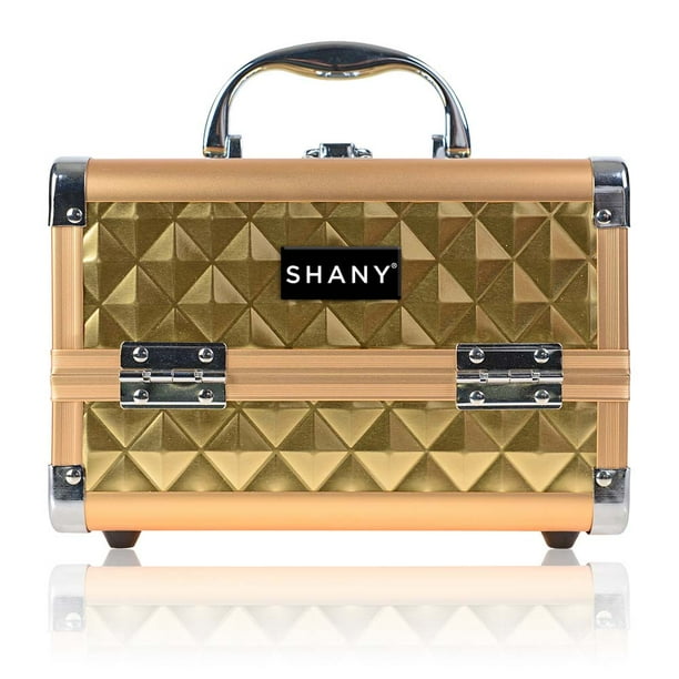 SHANY Mini Makeup Train Case With Mirror Golden House