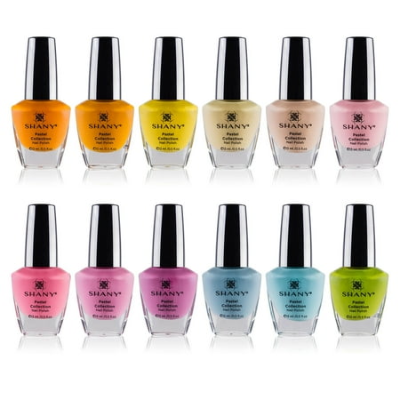 SHANY DIY Nail Polish Set - Quick Dry Nail Lacquer Kit, Vibrant & Colorful DIY Collection, Semi Glossy, Shimmery & Matte Finishes - Full Size - 12 Colors - Pastel