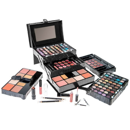 SHANY All In One Makeup Set, 67 Colors Eyeshadow, Blushes, Face Powder, Lipstick , Eye liners, Make up Pencils and Cosmetics Mirror - Makeup Kit With Reusable Beauty Organizer Train Case - Black