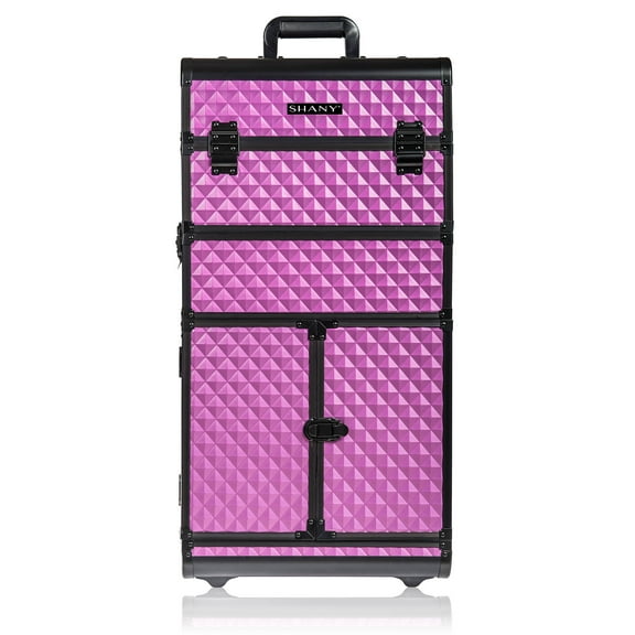 SHANY REBEL Series Pro Makeup Artists Rolling Train Case - Trolley Case - Charming Violet