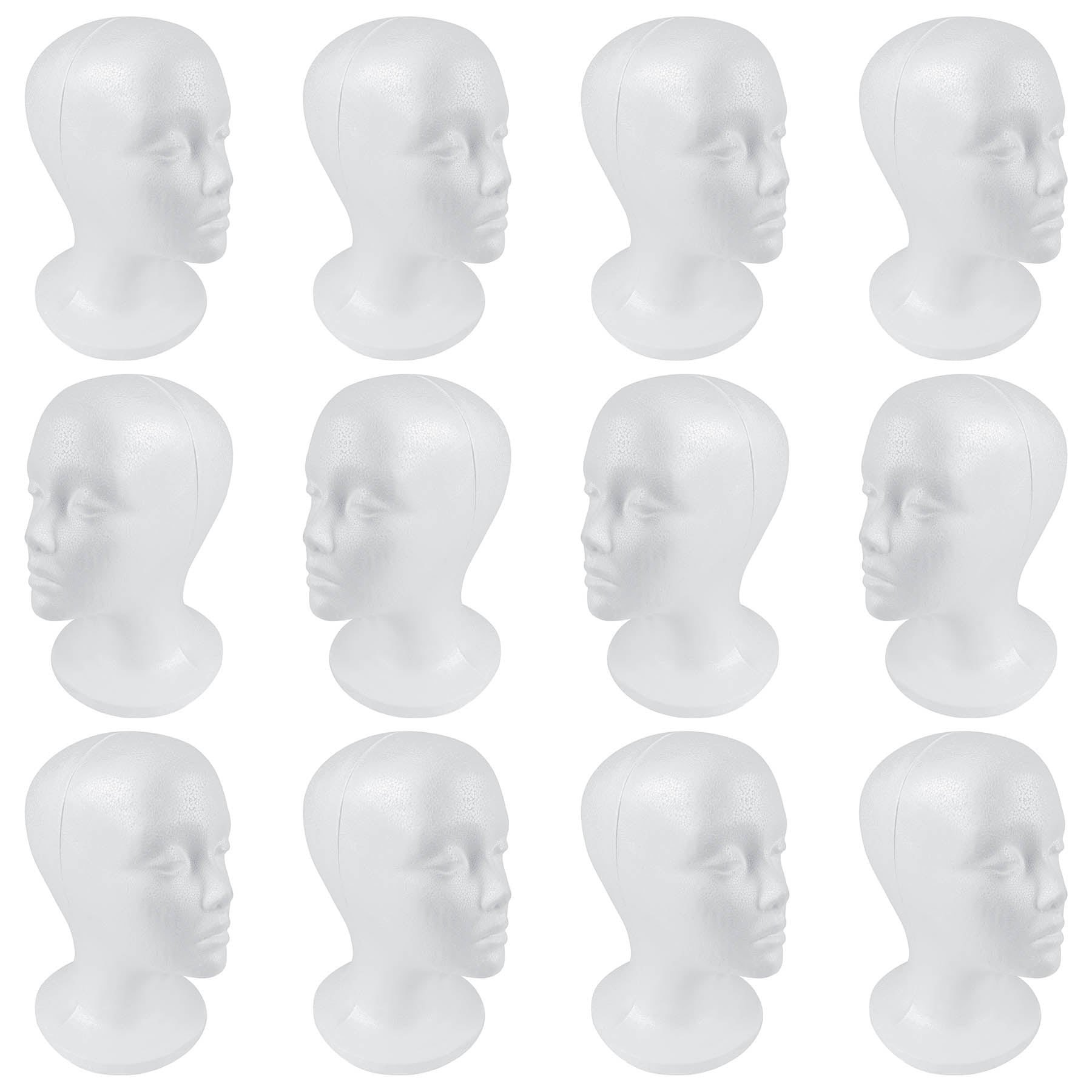 SHANY Styrofoam Model Heads ,Hat Wig Foam Mannequin Female Wig Head Stand ,Mannequin Head for wigs , Wig Holder - Round Base , 11 Inches Female Mannequin Head -12 Pieces - One Dozen