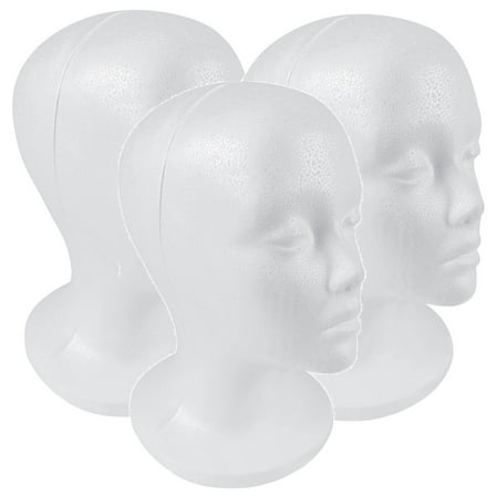 SHANY Styrofoam Model Heads ,Hat Wig Foam Mannequin Female Wig Head Stand ,Mannequin Head for wigs , Wig Holder - Round Base , 11 Inches Female Mannequin Head - 3 Pieces