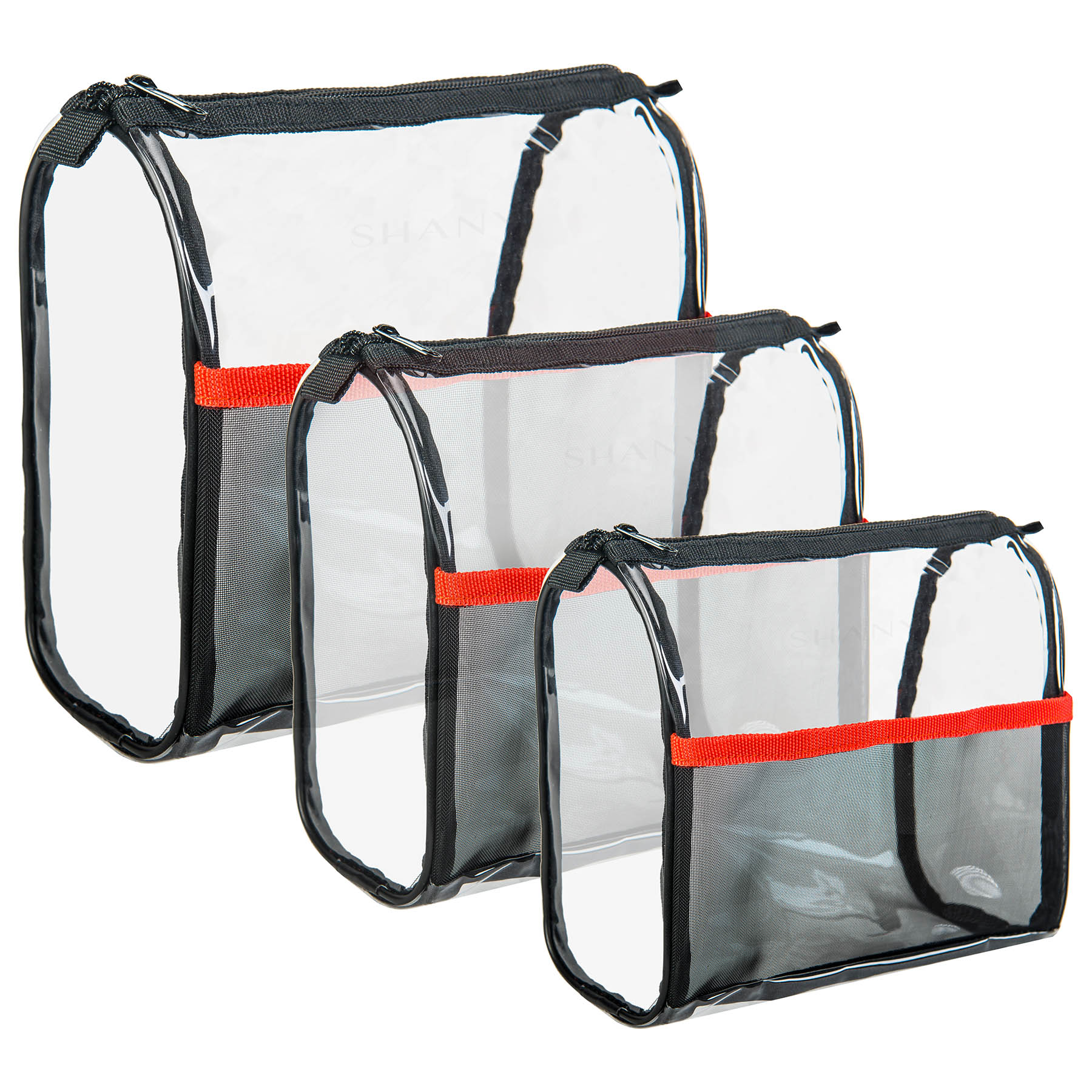 SHANY Travel Makeup Bags - Clear Cosmetics Bags - 3 Assorted sizes - Weekend Adventure Trio - image 1 of 2