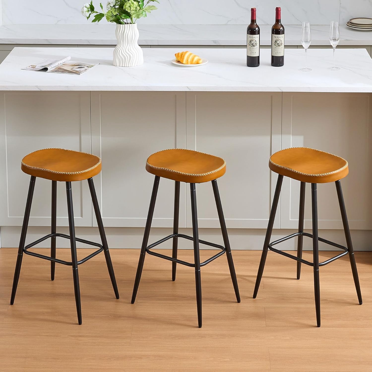SHAOQI 28 Inch bar stools Set of 3 for Home Bar, Modern Backless Stools ...