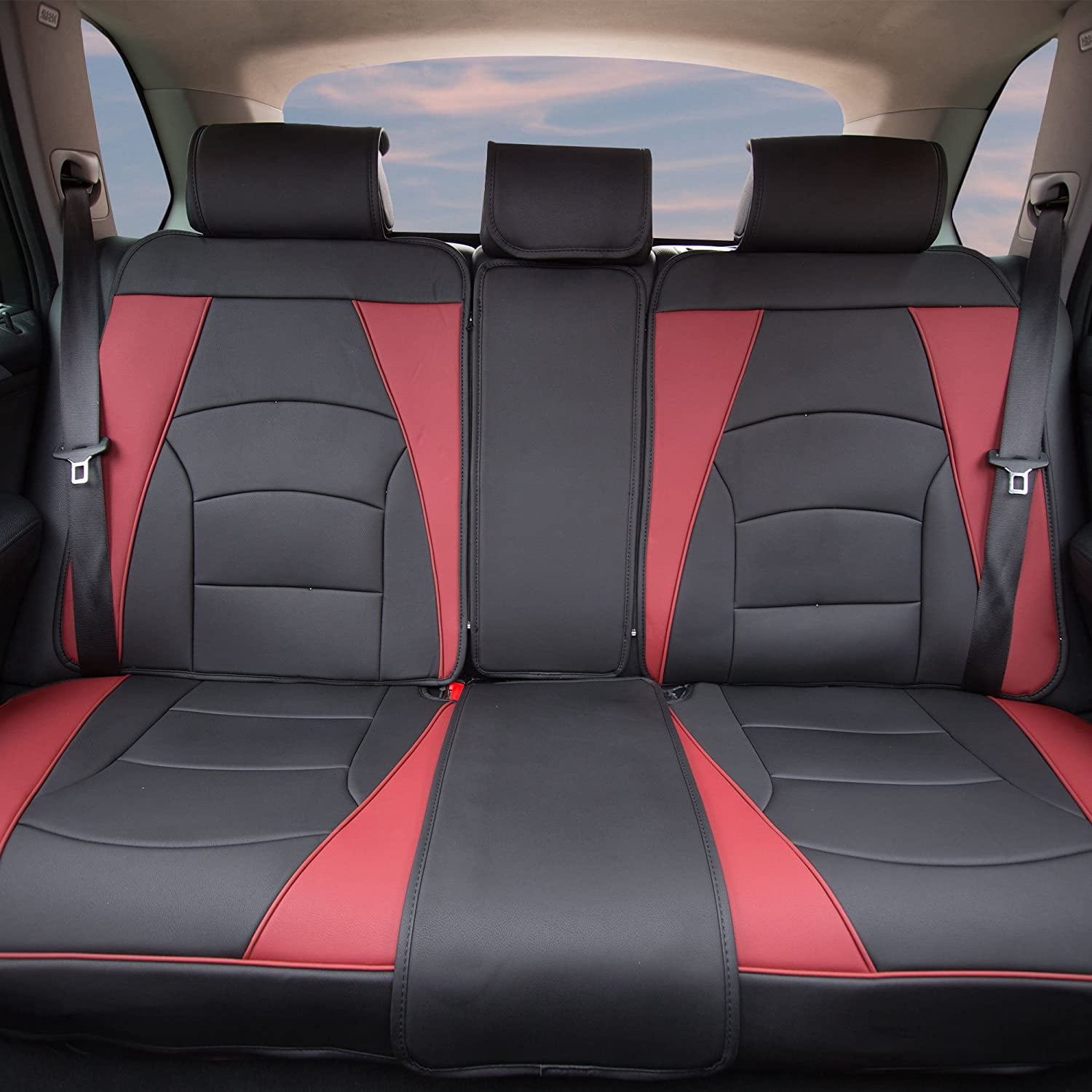 SHAORONG Back Seat Faux Leather Car Seat Cover, Universal Fit, Rear ...