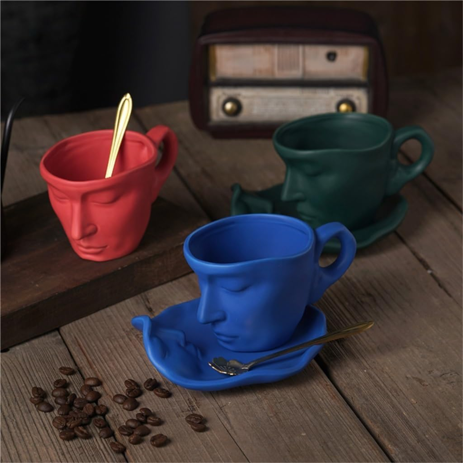SHAOSZC Charming and Stylish White Ceramic Coffee Mug Set with Unique Three-Dimensional Design - Elegant Tea Time Addition - Sophisticated Flower Drawing Cup and Saucer Set for Your Table