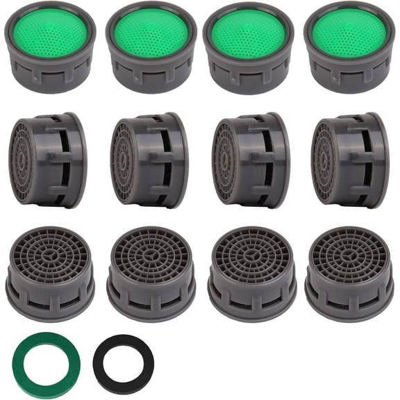 SHAP+ Faucet Aerator, Flow Restrictor Insert, Sink Aerator Replacement Parts for Bathroom or Kitchen Sink Faucet Filter, Fit for Internal and External Thread Faucet Aerators, with Washer (12pcs)