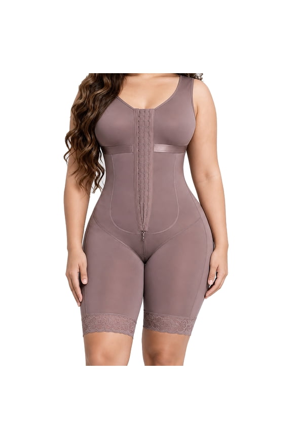 Fajas Colombianas for Women Post Tummy Control Bodysuit Surgery Full Body Shaper Butt Lifter Hook Shapewear with Zipper Crotch Purple L