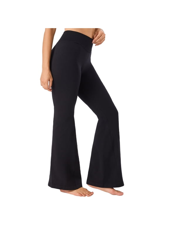 Flare Leggings for Women High Waist Scrunch Butt Lifting Bootcut Yoga Pants with Tummy Control High Stretch Workout Pants Black S-3XL