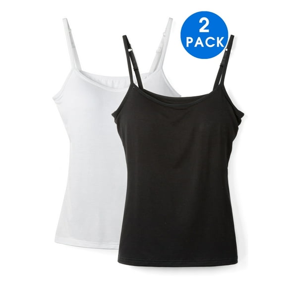 MISS MOLY 2 PACK Women Camisole Shelf Bra with Adjustable Strap Stretch Tank Top Basic Layering Cami Top for Daily Wearing