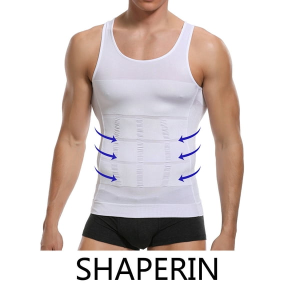 MISS MOLY Men's Slimming Body Shaper Compression Tank Top Vest Shirt Abs Shapewear