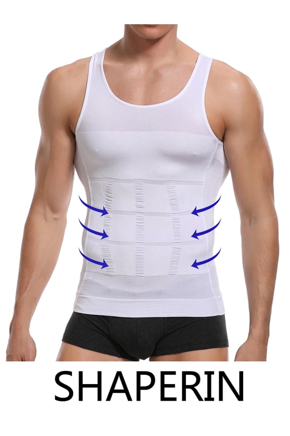 MISS MOLY Men's Slimming Body Shaper Compression Tank Top Vest Shirt Abs Shapewear